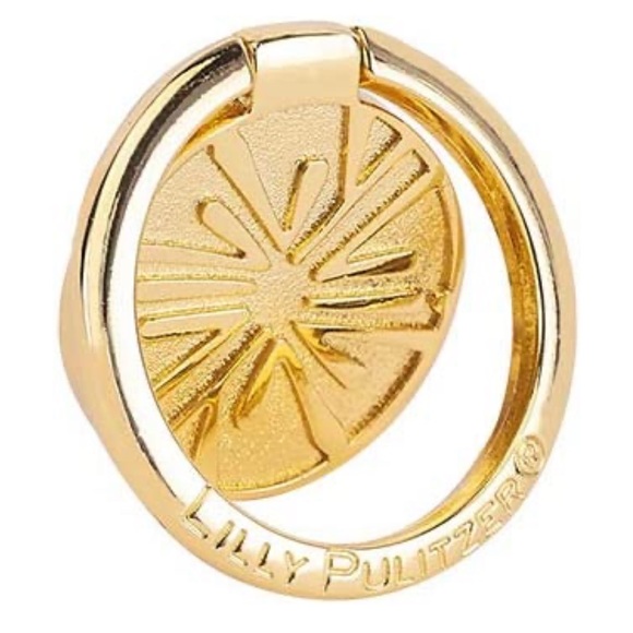 Lilly Pulitzer Cell Phone Gold Metal Stability Tech Ring Totally Blossom NWT - Picture 2 of 6